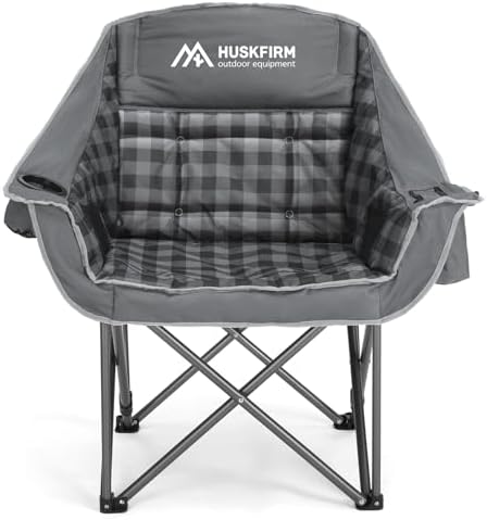 Huskfirm Oversized Camping Chair,Padded Camping Chairs Support 450LBS, Grey