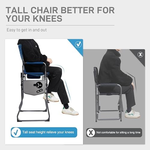 EVER ADVANCED Portable 30.7" Seat Height Tall Camping Directors Chair