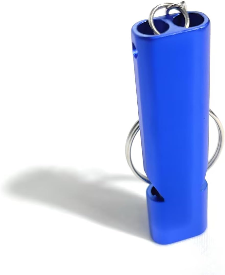 4-Pack Loud 120dB Double Tube Emergency Whistle - Aluminum Alloy, Corrosion-Resistant Safety Whistle with Lanyard & Keychain-Ideal for Camping Hiking Boating Fishing Survival Tool