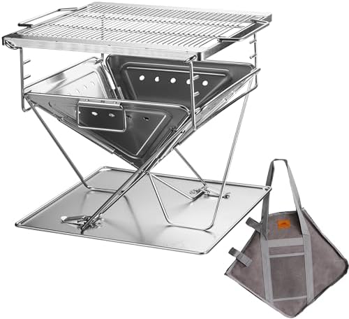 CAMPINGMOON Large Portable Fire Pit Grill Wood Burning MT-045