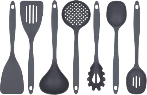 Glad Cooking Kitchen Utensils Set – 7 Pieces, Nylon Tools for Nonstick Cookware, Gray (Pack of 6)