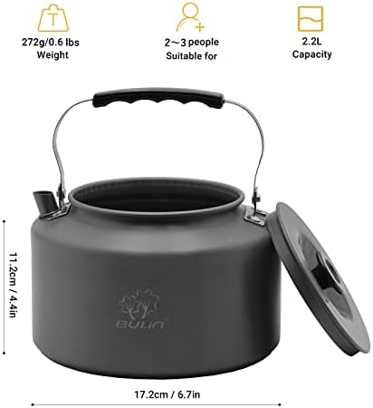 Bulin Camping Kettle, 2.2L Large Portable Stovetop Camp Tea Coffee Pot