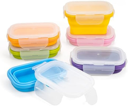 Collapsible Snack Containers With Lids,Collapsible Food Storage Containers,Mini Fridge Organizer,Microwave Freezer Dishwasher Safe(6pcs,6.5oz)