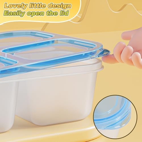 Canfanni 6 Pcs Snack Box Container Set, Reusable 3&4 Compartment Meal Prep Snack Containers for Adults Kids Toddler, BPA-Free Divided Lunchable Container for School, Work and Travel (All Transparent)