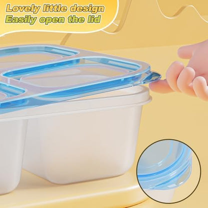 Canfanni 6 Pcs Snack Box Container Set, Reusable 3&4 Compartment Meal Prep Snack Containers for Adults Kids Toddler, BPA-Free Divided Lunchable Container for School, Work and Travel (All Transparent)