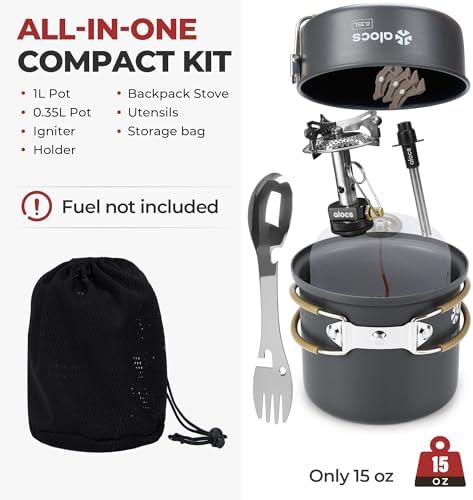ALOCS 9-Piece Camping Cookware Set with Non-Stick Pots & 3200W Stove