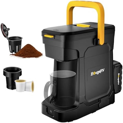 BougeRV 144Wh Portable Coffee Maker Compatible with K Cup & Ground Coffee