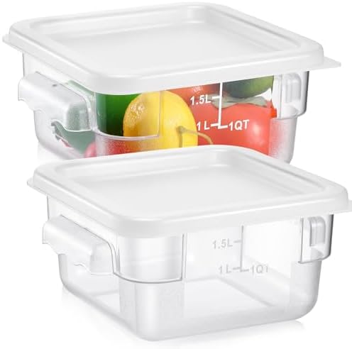 FoldTier 2 Pcs Square Food Storage Containers, White, 2 Qt