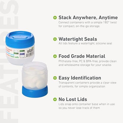 humangear STAX Stackable Containers, Small Mid, Clear/Blue