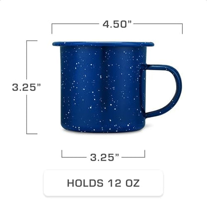 COLETTI Classic Enamel Set Coffee Percolator & Mugs — The Most Nostalgic Camping Coffee Pot, Now Modernized [Blue Enamel, 12 Cup Percolator Coffee Pot & Set of 4 Mugs]