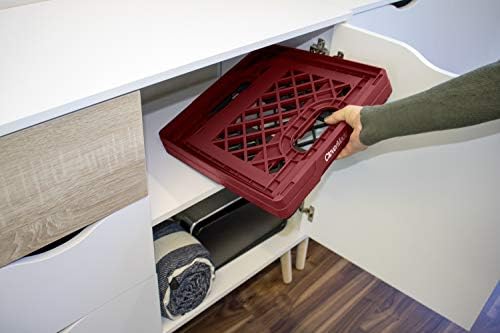 CleverMade Collapsible Milk Crates, 25L 1 Pack, 50 lb, Brick Red