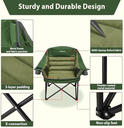 Youtanic Oversized Camping Chair, Portable Folding Camping Chairs