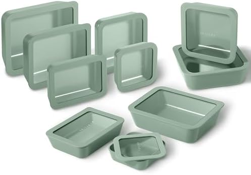 20-Piece Glass Food Storage Containers Set with Lids (10 Containers + 10 Lids) | Microwave-Safe Airtight Seal, Oven-Safe Ceramic-Coated Glass | Zero Plastic, No PFAS/PFOA/BPA [Willow]