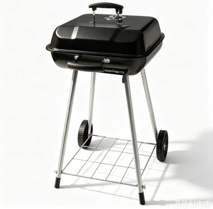 17.5 Inch Portable Charcoal Grill with Removable Ash Catcher, Durable Wheels, and Side Dampers for Effortless Cleanup