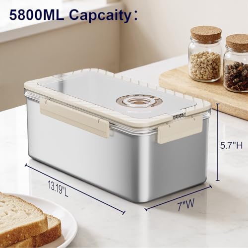 QCQHDU Bread Box, Stainless Steel Corner Bread Box Container, 1 Pack