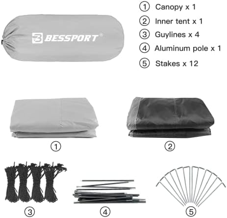 Bessport Camping Tent for 2-3 Person, Lightweight Backpacking Tent Waterproof Windproof Two Doors Easy Setup Double Layer Outdoor Tents for 3 to 4 Seasons, Suitable for Outdoor,Hiking,Camping