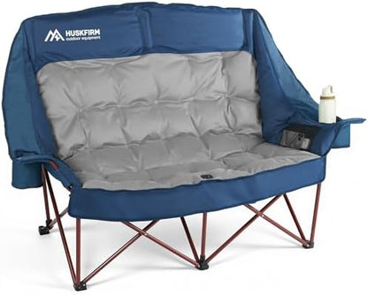 Huskfirm High Back Double Camping Chair 2 Person Camping Chair Blue
