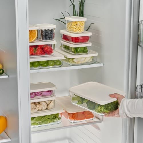 Glass Food Storage Containers with Lids — 4 Piece — 57.5 oz & 40.57 oz Glass with BPA-Free Leak Resistant Stackable Lids — Microwave, Oven & Dishwasher Safe — Ideal for Meal Prep & More Vanilla Mist