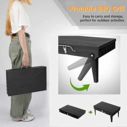 Portable Charcoal Grill,Foldable Tabletop Charcoal BBQ Grill,17.32in