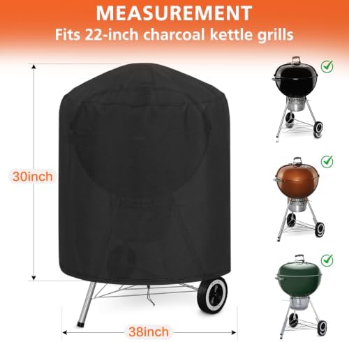 Round BBQ Grill Cover for Weber 22" and Most Kettle Charcoal Grill