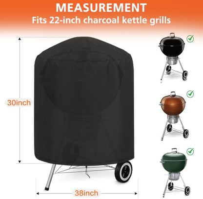 Round BBQ Grill Cover for Weber 22" and Most Kettle Charcoal Grill