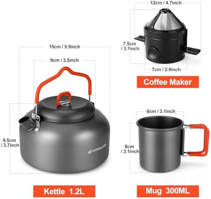 Odoland 1.2L Camping Coffee Pot Camp Coffee Makers, Mug and Coffee Filter