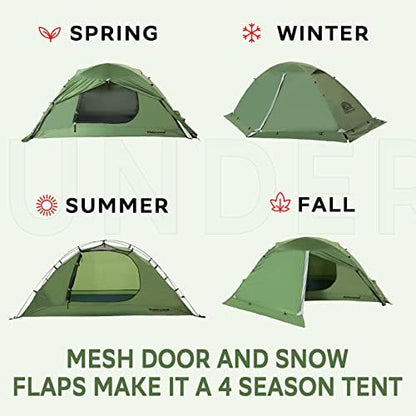 1/2 Person 4 Season Backpacking Tent, Lightweight Waterproof Winter Tent