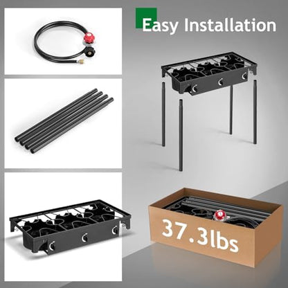 Outvita 3 Burner Propane Gas Stove for Outdoor Cooking, 225,000 BTU