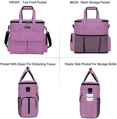Modoker Weekend Dog Travel Bag Set with 2 Food Bags, 2 Bowls and Mat,Pink