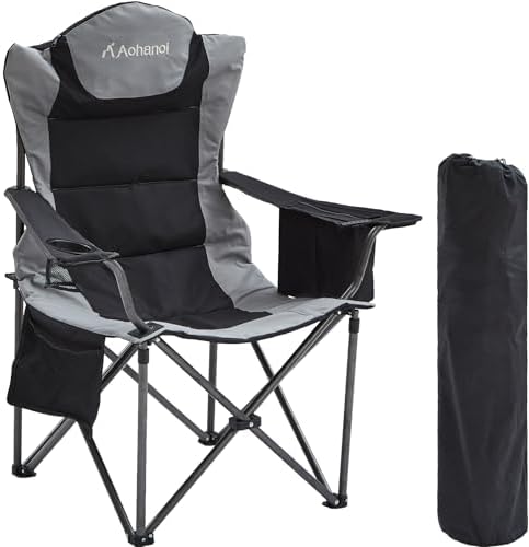 Aohanoi Heavy Duty Camping Chairs for Adults with Cup Holder & Cooler Bag