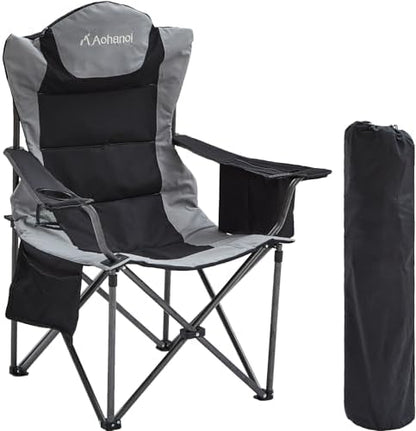 Aohanoi Heavy Duty Camping Chairs for Adults with Cup Holder & Cooler Bag