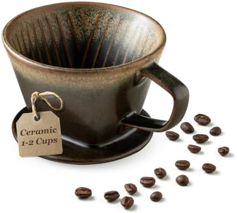 Gomakren Pour Over Coffee Maker 3 Hole Cone Brewer, Ceramic Coffee Dripper