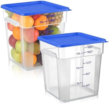 FoldTier 2 Pcs Square Food Storage Containers, Blue, 18 Qt