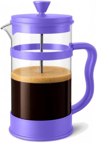Utopia Kitchen Borosilicate Glass French Press Coffee Maker 34 Oz, Plum