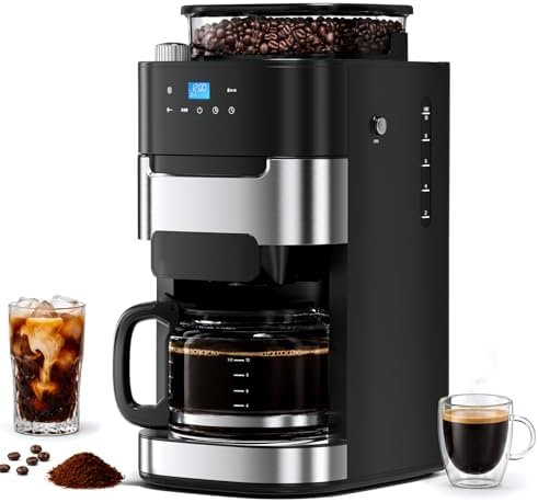 Electactic 10-Cup Drip Coffee Maker Machine with Built In Grinder