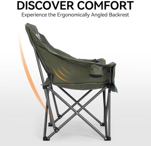 Oversized Camping Chair,Padded Camping Chairs Support 450LBS, Green