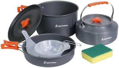 10-Piece Camping Cookware Set with 2L Pot, 1.1L Kettle and Pan