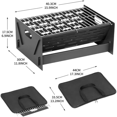 Charcoal Grill Portable Folding with Carry Bag,BBQ Camping Grill Fire Pit