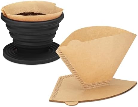 COLETTI Sierra Camping Pour Over Coffee Dripper — Collapsible Pour Over Coffee Dripper — Includes Pack of Paper Filters [Black, Pack of 2]
