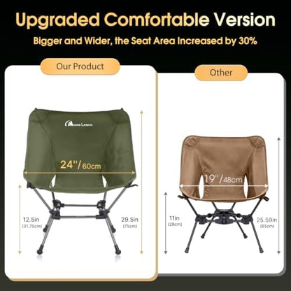 MOON LENCE Portable Camping Chair Plus, Larger & Roomier, Compact and Lightweight, Folding Chair for Backpacking Hiking Beach, Ultralight Camp Chair 330Lbs Capacity
