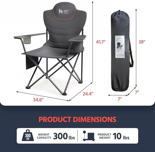 OUTSIDER Heavy Duty Folding Camping Chairs with Cooler,2pc