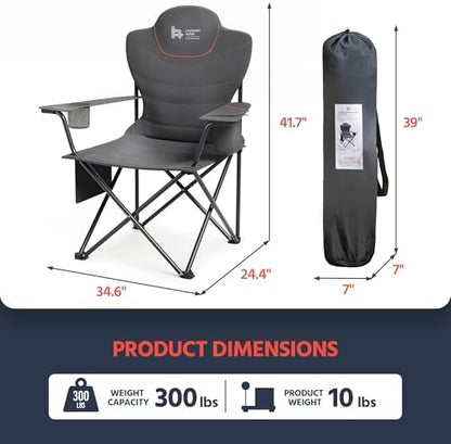 OUTSIDER Heavy Duty Folding Camping Chairs with Cooler,2pc
