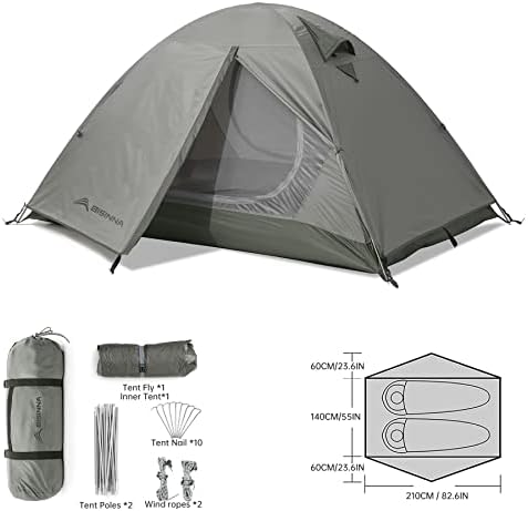 BISINNA Backpacking Tent for 2 Person Lightweight Camping Tent