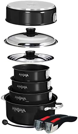 Magma A10-366-JB-2-IND 10 Pc Stainless Steel NonStick Nesting Cookware Set
