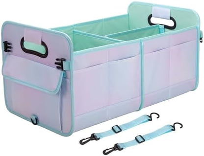 titiyiof Trunk Organizer For Suv&Sedan,Car Organizers&Storage, Waterproof Collapsible & Adjustable Straps,70L Sturdy Car Organization for Car Accessories,Tools,Sundries,2-3Compartment(Colorful Green)