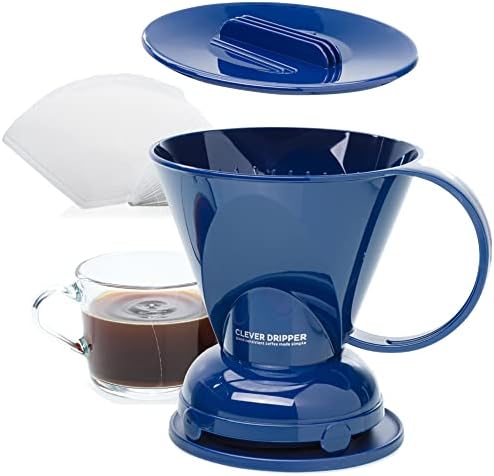 Clever Coffee Dripper | Large 18 oz | Royal Blue | BPA-Free | 100 Filters