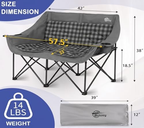 Bolosy Double Camping Chair Oversized Camping Loveseat