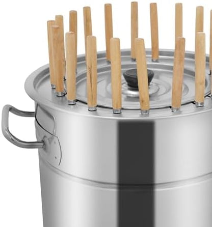 Large Portable Charcoal Grills, 2 in 1 Vertical Smoker, 360° Smokeless Stainless Steel BBQ Grill Barrel for Outdoor Barbecue, Camping, And Backyard Cooking (Mini-20 Skewers)