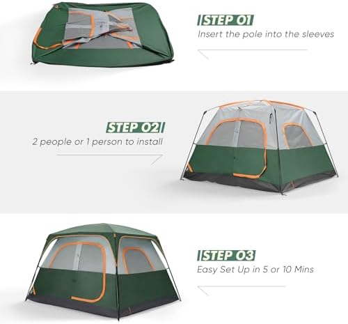 OLIXIS Camping Tent 2 Person, Tent for Camping, Fast Setup, Compact Carry