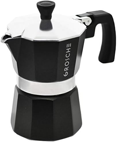 GROSCHE Milano Stovetop Espresso Maker Moka Pot 3 espresso Cup, 5 oz Black